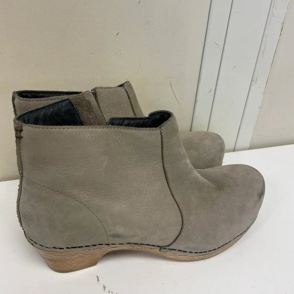 Dansko Shoes - Dansko Women's Gray Leather Side Zipper Ankle Booties Size 40